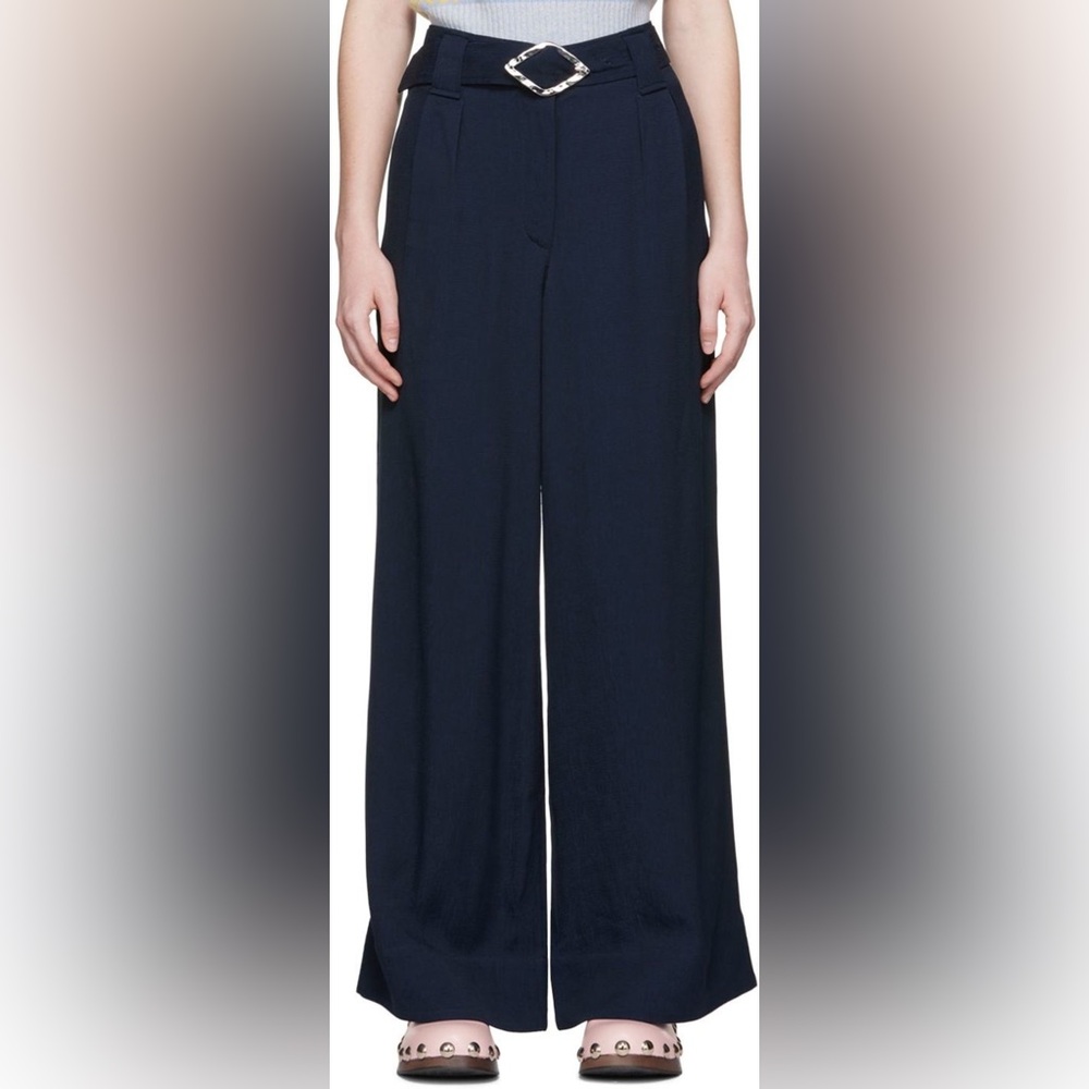 Ganni Wide Leg Navy Blue Trouser